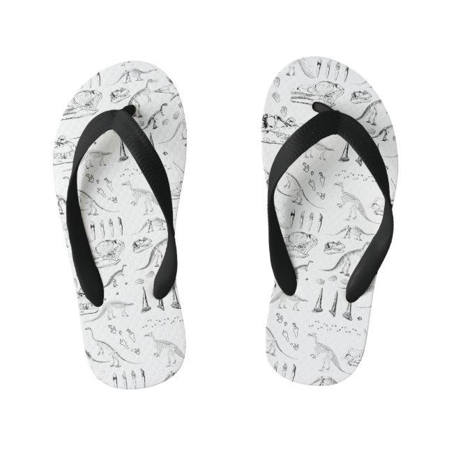 Dinosaur Fossil Bones Pattern Kid's Jandals (Footbed)