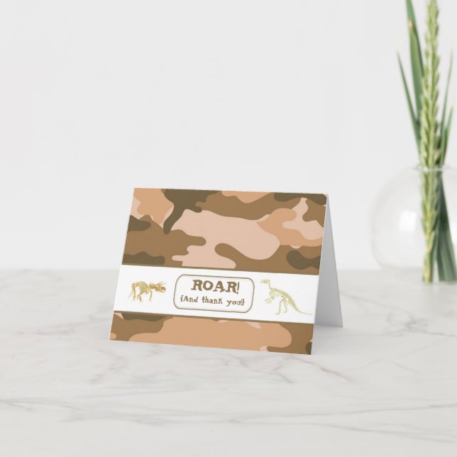 Dinosaur Fossil Realistic Thank You Note Card (Front)