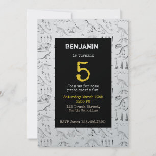 Dinosaur Fossils Pattern Kids Birthday Invitations