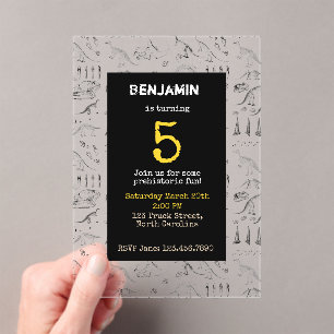 Dinosaur Fossils Pattern Kids Birthday Invitations