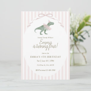 Dinosaur Fourth Birthday Invitation