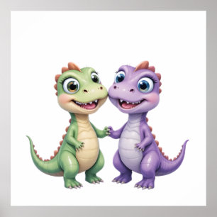 Dinosaur Friends – Nursery Wall Art Set for Babies