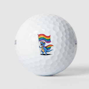Dinosaur Gay Pride LGBT Rainbow Flag  Golf Balls