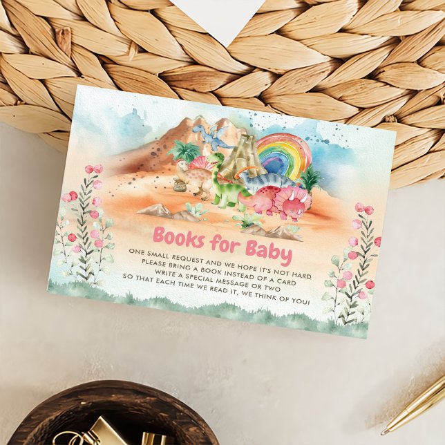 Dinosaur Girl 1st Birthday Party Enclosure Card (Creator Uploaded)