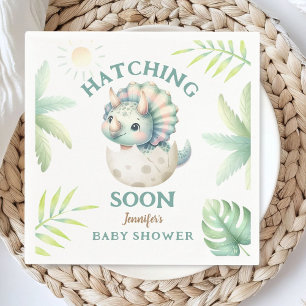 Dinosaur Girl Baby Shower Triceratops Pink Dino Napkin