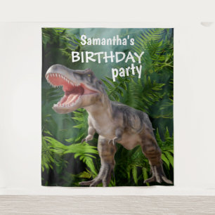 Dinosaur Girl BIRTHDAY Backdrop Tapestry