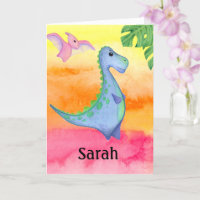 Dinosaur Girl's Name & Age Cute Birthday