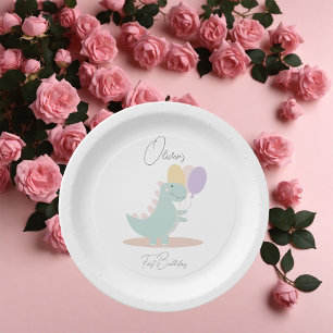 Dinosaur Girly Pink Blue Lilac Birthday Party Paper Plate