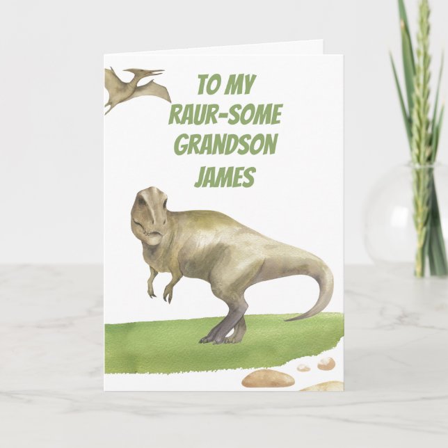 Dinosaur Grandson Birthday Card (Front)