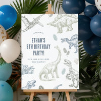 Dinosaur Green & Blue Birthday Party Welcome Sign