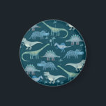 Dinosaur Green Magnet<br><div class="desc">Lots of little dinosaurs on a deep green background. Perfect for paleontologists.  Original art by Nic Squirrell.</div>