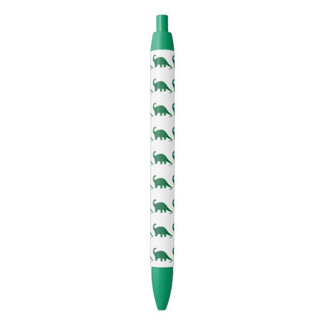 Dinosaur green pattern black ink pen (Front Vertical)