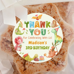 Dinosaur Greenery Birthday Sticker