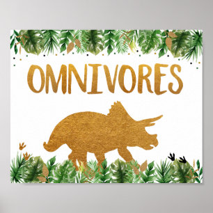 Dinosaur Greenery Gold Omnivores Birthday Sign