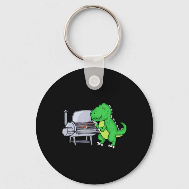 Dinosaur Grilling Rbecue Lover Bbq Men Grill  Key Ring (Front)