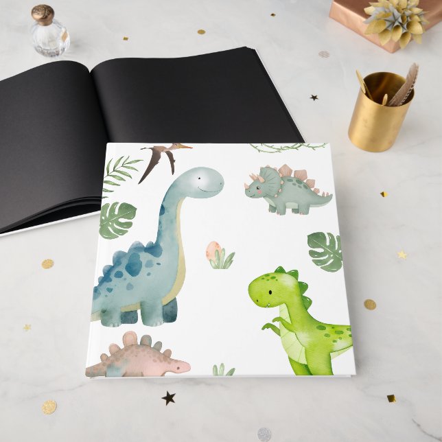 Dinosaur guest book birthday (Front Open)