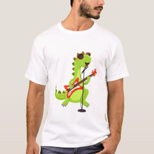 Dinosaur Guitar Player Xmas Funny day T-Shirt