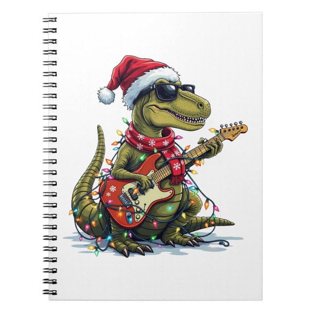 Dinosaur Guitar Player Xmas Notebook (Front)