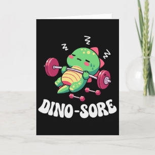 Dinosaur Gym Fitness Lifting Weights Workout Cute  Card