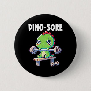 Dinosaur Gym Workout Fitness Lifting Weights Cute  6 Cm Round Badge