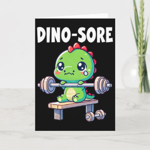 Dinosaur Gym Workout Fitness Lifting Weights Cute  Card