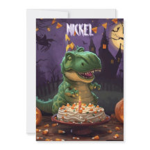 Dinosaur Halloween Birthday Kids card