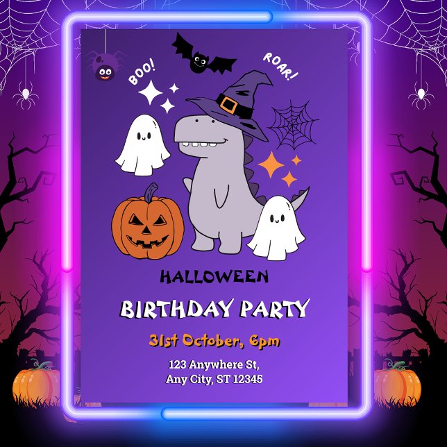 Dinosaur Halloween Birthday Kids Party Invitation (Creator Uploaded)