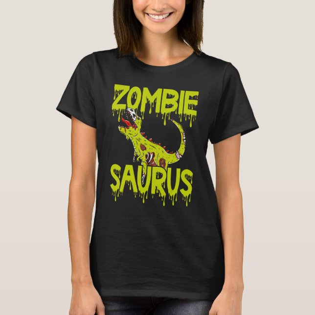 Dinosaur Halloween Costume Dino Halloween Zombie D T-Shirt (Front)