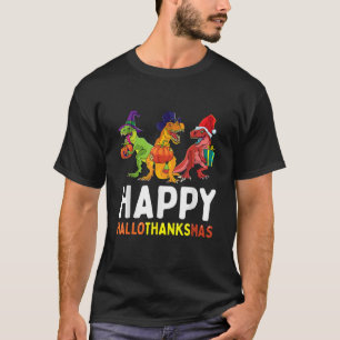 Dinosaur Halloween Thanksgiving Christmas HalloTha T-Shirt