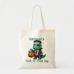 Dinosaur Halloween Trick or Treat Tote Bag