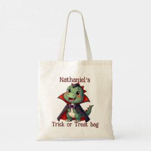 Dinosaur Halloween Trick or Treat Tote Bag