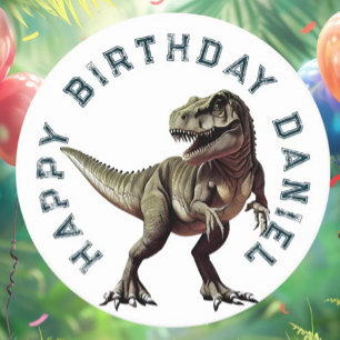 Dinosaur HAPPY BIRTHDAY T=REX Round Paper Coaster