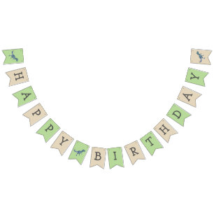 Dinosaur Happy Birthday Trex Bunting Flags