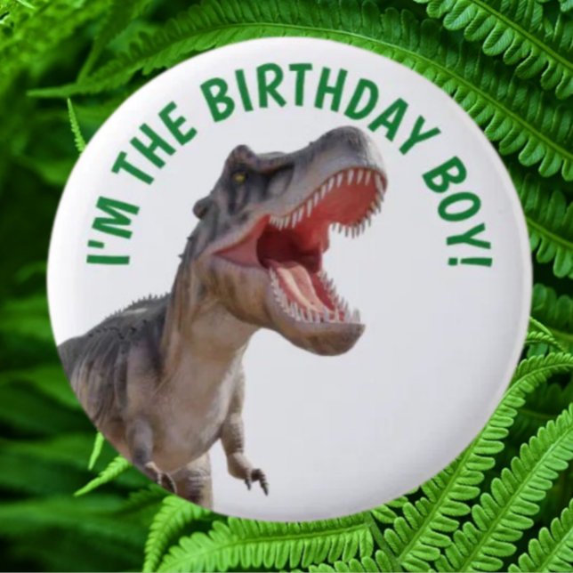 Dinosaur Happy T Rex BOY 6 Cm Round Badge (Jurassic Dinosaur Personalized designs. "It's super easy process  easy to use")