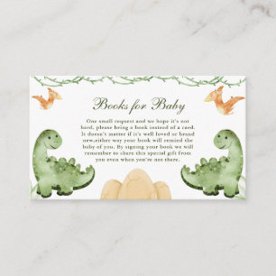 Dinosaur Hatching Soon Baby Shower Books for Baby Enclosure Card