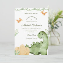Dinosaur Hatching Soon Baby Shower Invitation
