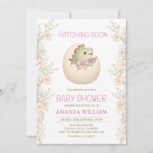 Dinosaur Hatching Soon Baby Shower Invitation