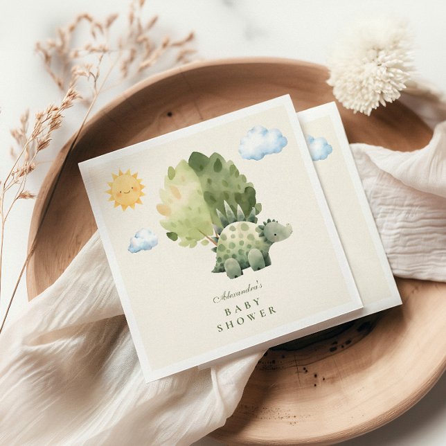 Dinosaur Hatching Soon Baby Shower Napkin (Creator Uploaded)