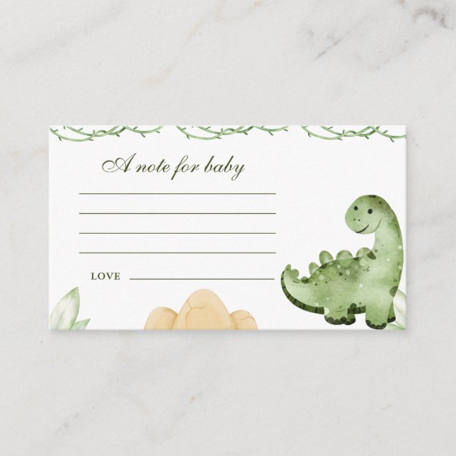 Dinosaur Hatching Soon Baby Shower Note for Baby Enclosure Card (Front)