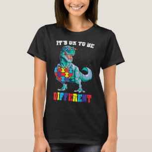 Dinosaur Heart Autism Awareness It's Ok To Be Diff T-Shirt