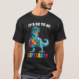 Dinosaur Heart Autism Awareness It's Ok To Be Diff T-Shirt