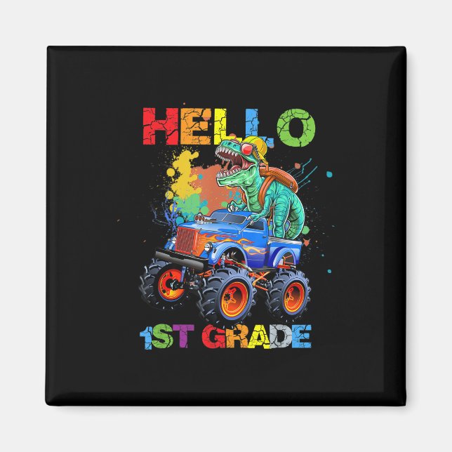 Dinosaur Hello 1st Grade Back To School First Day  Magnet (Front)