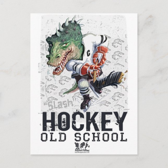 Dinosaur Hockey Slash Gear Postcard (Front)