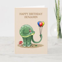 Dinosaur holding Balloons Birthday