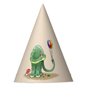 Dinosaur holding Balloons Birthday Party Hat