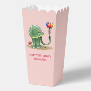 Dinosaur holding Colourful Balloons Popcorn Favour Box