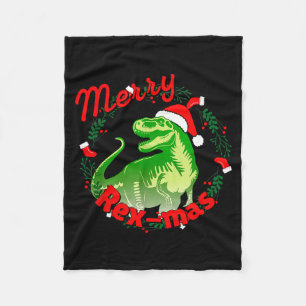 Dinosaur Holiday Merry Christmas Juric Tyrannosaur Fleece Blanket