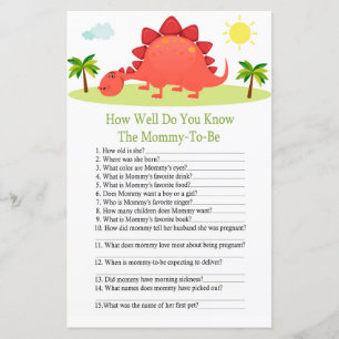 Dinosaur how well do you know baby shower game