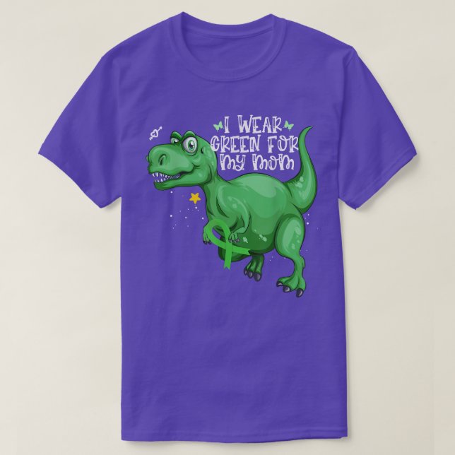 Dinosaur I Wear Green For My Mum Mental Health Awa T-Shirt (Design Front)