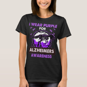 Dinosaur I Wear Purple For ALZHEIMERS Awareness T-Shirt